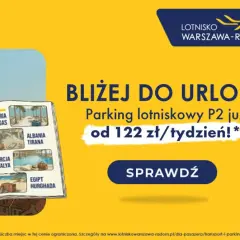 Otwarta księga z wakacyjnymi destynacjami, samolot nad morzem. Lotnisko Warszawa-Radom zaprasza na parking P2 od 122 zł/tydzień.
